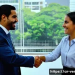 베네수엘라 이민 정책과 절차 - **Work Visa Success:** A professional, diverse group of individuals in a modern, well-lit Venezuelan...