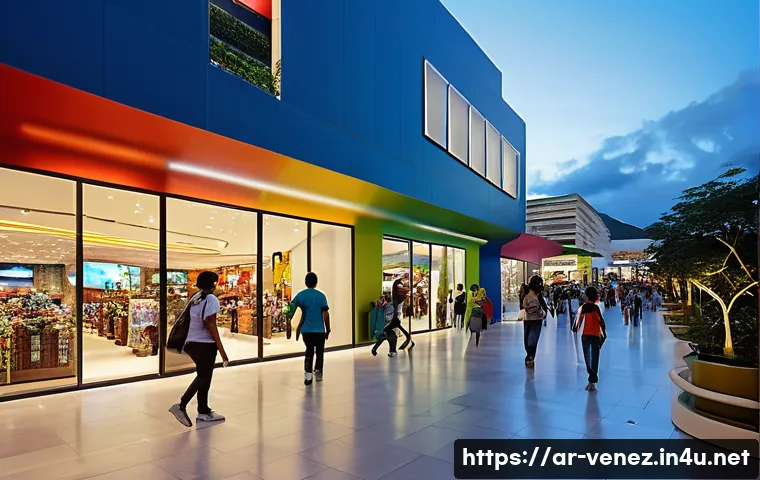 베네수엘라의 주요 쇼핑몰과 시장 - A vibrant modern shopping mall in Caracas filled with diverse families enjoying their day; sleek arc...